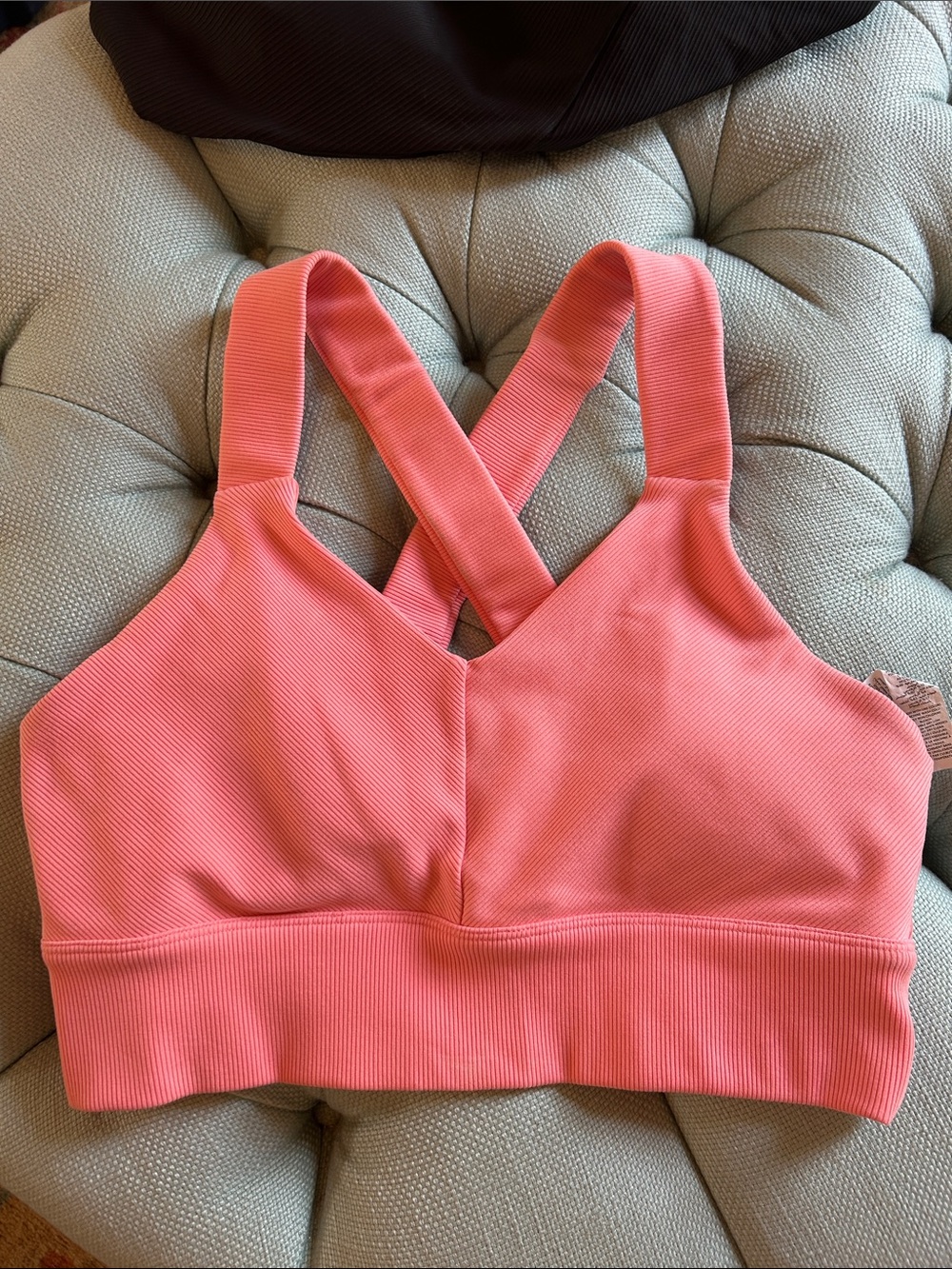 ALO Yoga Coral Ribbed Cross-Back Sports Bra